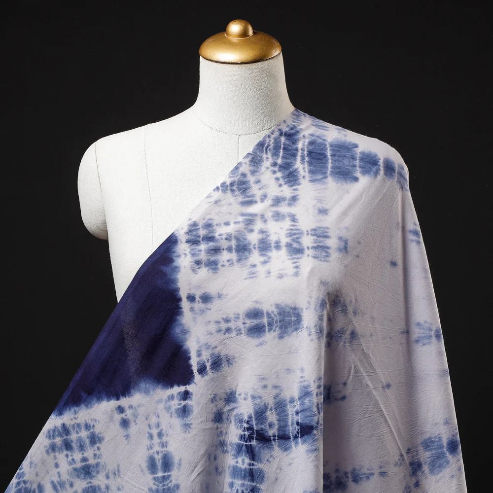 Hand Dyed Blue Shibori Fabric